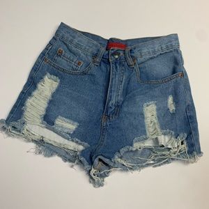 Signature8 Distressed Denim Shorts